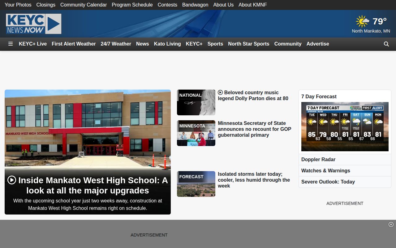 Faribault County crime news source, KEYC News Now page